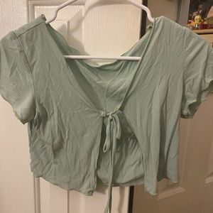 mint green tie front top